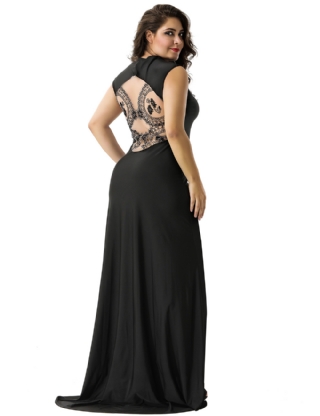 Plus Size Elegant Square Collar Embroidered Formal Dress