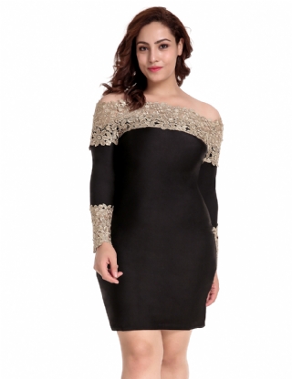 Long Sleeve Off-Shoulder Fashion Lace Dress