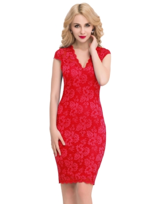 Slim Elegant Lace Half Sleeve Fashion Dress