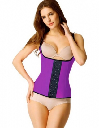 Purple 4 Steel Boned Latex Waist Trainer Vest