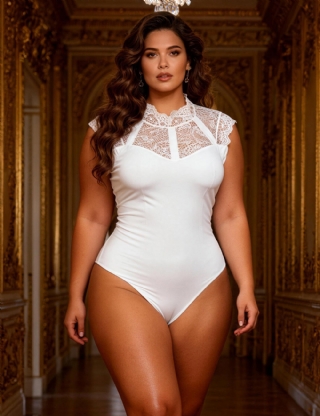 White Sexy Swim Cloth Lace Sleeveless Open Crotch Bodysuit